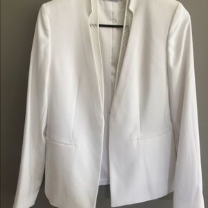 White Tahari Blazer with Eyelet Trim